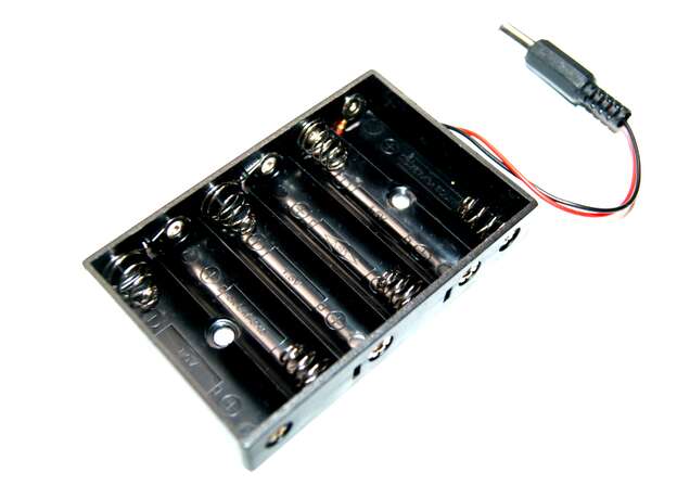 Caja portapilas sin tapa y terminal jack 6xAA