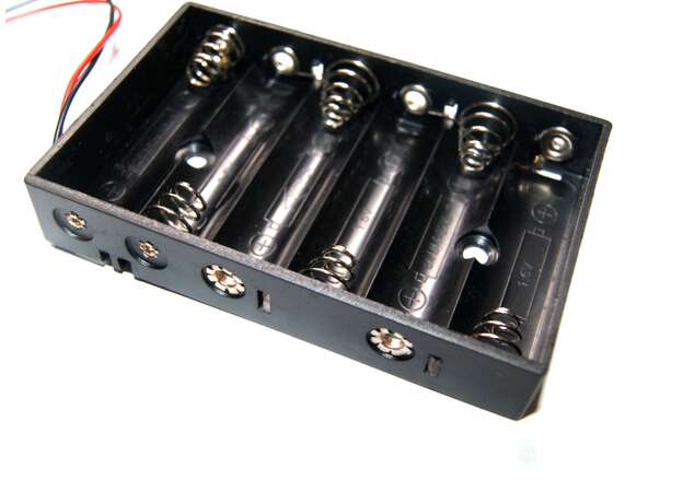 Caja portapilas sin tapa y terminal jack 6xAA