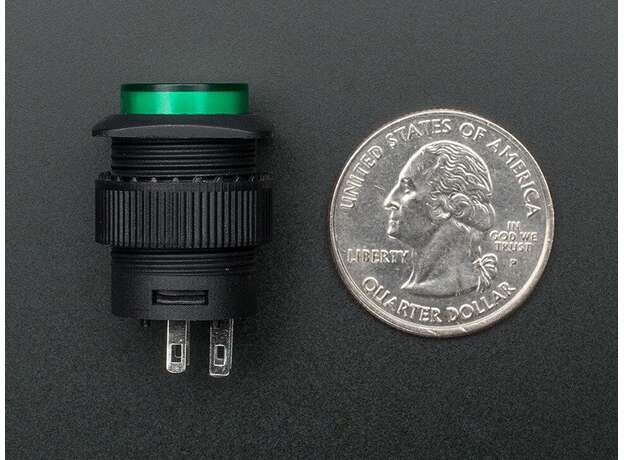 Pushbutton con LED verde 16mm