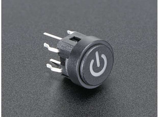 Mini botón con símbolo de encendido azul
