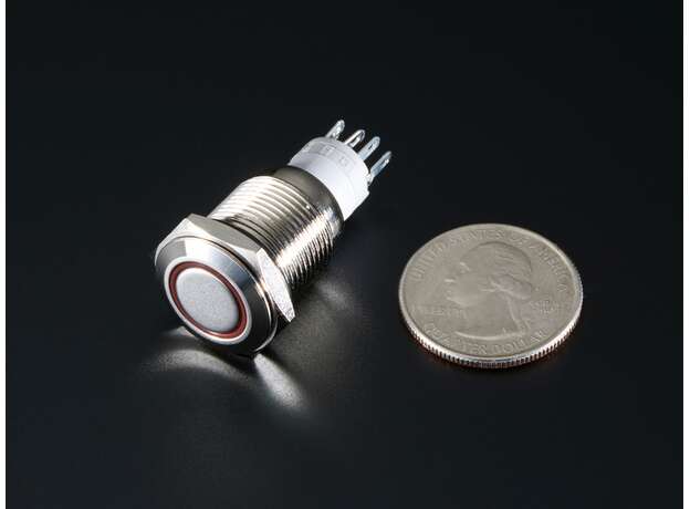 Pushbutton metalico con LED rojo 16mm