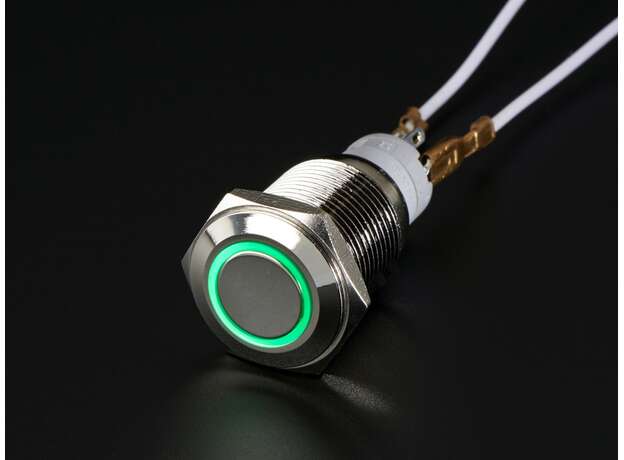 Pushbutton metalico con LED verde 16mm 1440