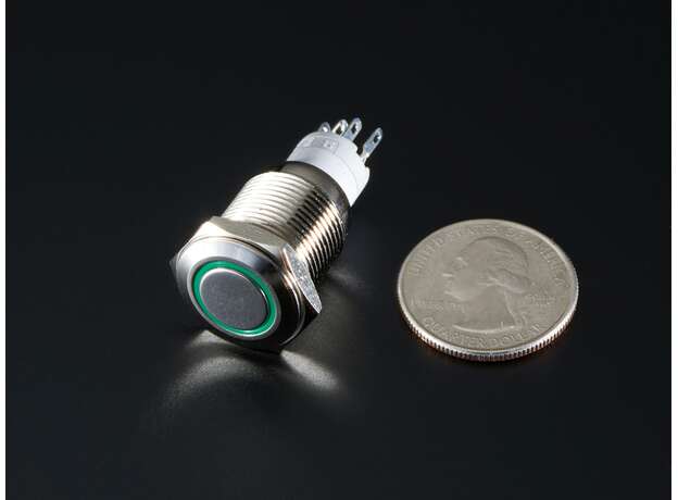 Pushbutton metalico con LED verde 16mm