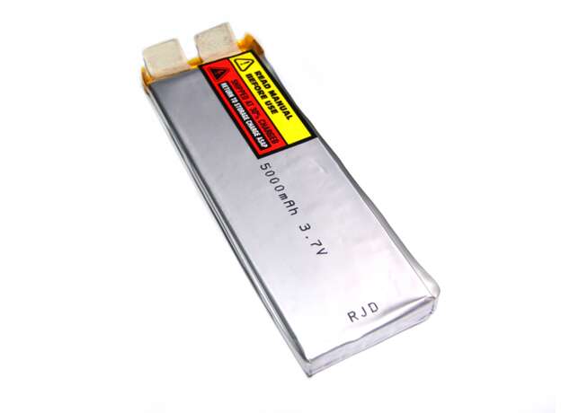 Vista frontal, Batería Lipo 3.7v 5000mAh 1 celda
