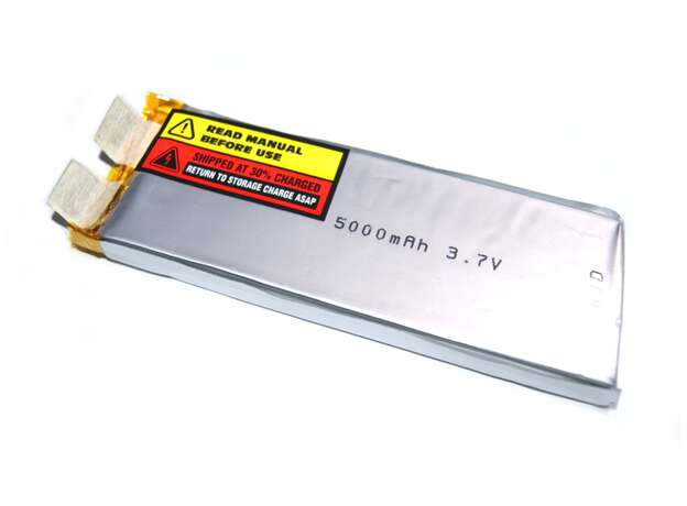 Vista frontal, Batería Lipo 3.7v 5000mAh 1 celda