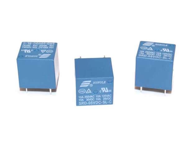 Relevador 5vdc 1 polo y 2 tiros SRD-05VDC-SL-C