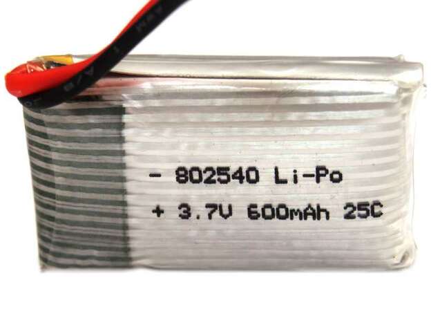 Vista posterior. Batería LiPo 1S 1000mAh