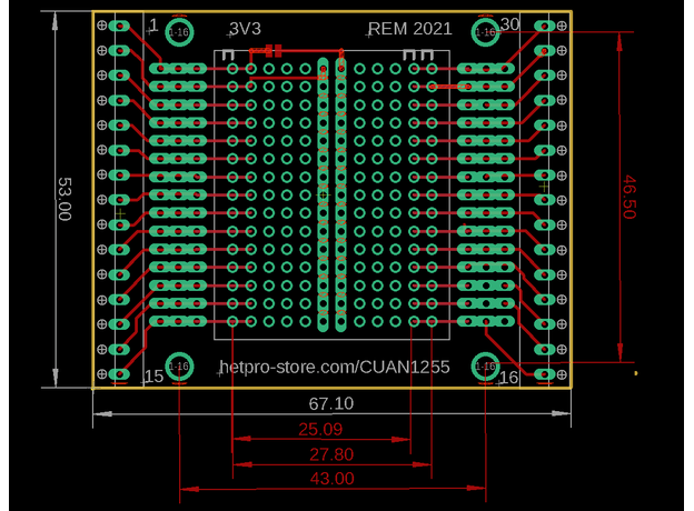 Dimensiones de screw shield para esp32