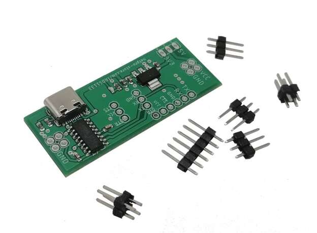 CH340C Convertidor usb-c a ttl 3v3 y 5v con fuente para protoboard