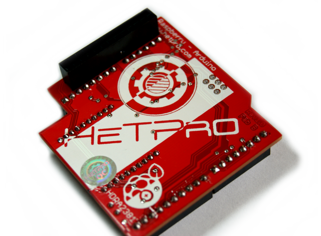 Vista trasera RaspDuino shield Raspberry sin ADC